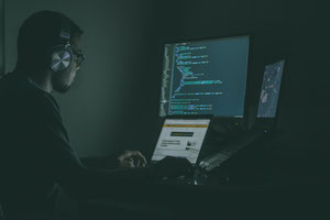 Computer hacker desktop headphones