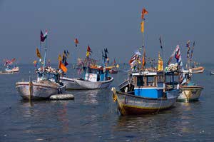 Fishing boats sea fishermen
