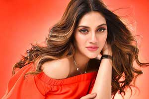 Nusrat new red dress