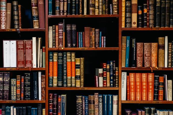 books showcase stacked